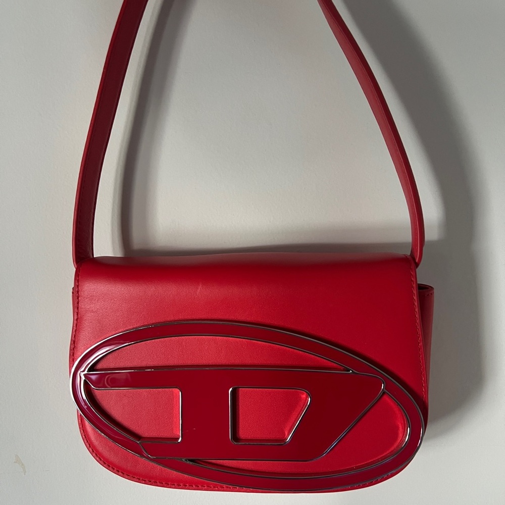 Diesel Red Shoulder Bag with Logo Detail